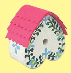Dollhouse Miniature Birdhouse W/Flowers